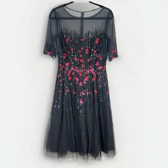green emerald velvet dress Teri Jon by Rickie Freeman Floral Embroidered Tulle Gown main image 0